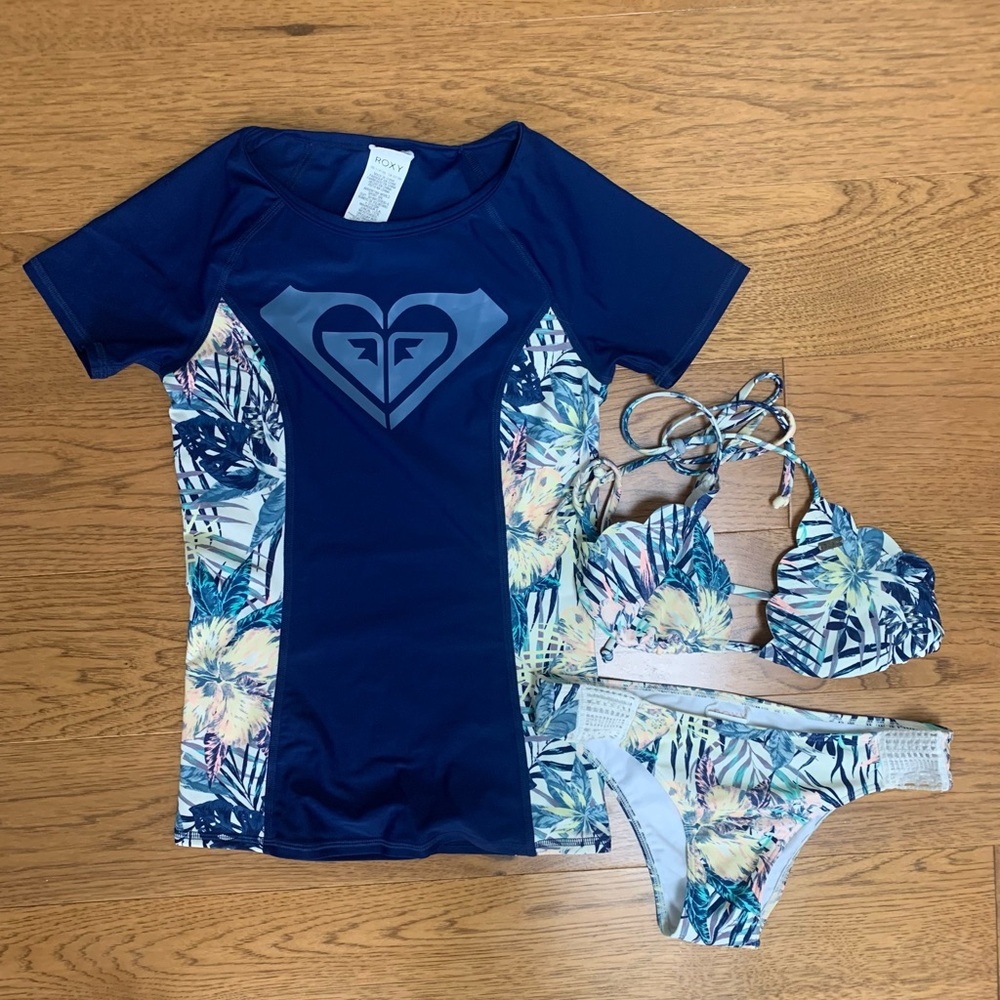 Roxy Tahiti swim suit rash guard set, XS